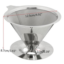 Load image into Gallery viewer, Stainless Steel Pour Over Cone Coffee Dripper Double Layer Mesh Filter Paperless Brewer